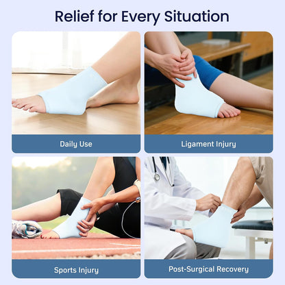 Ankle Ice Pack Wrap for Swelling & Sprained Ankle, Blue, Small+Ice Packs | Reusable Gel Ice Pack for Hot & Cold Therapy - Compression Sleeve for Swelling, Achilles Tendonitis,Plantar Fasciitis