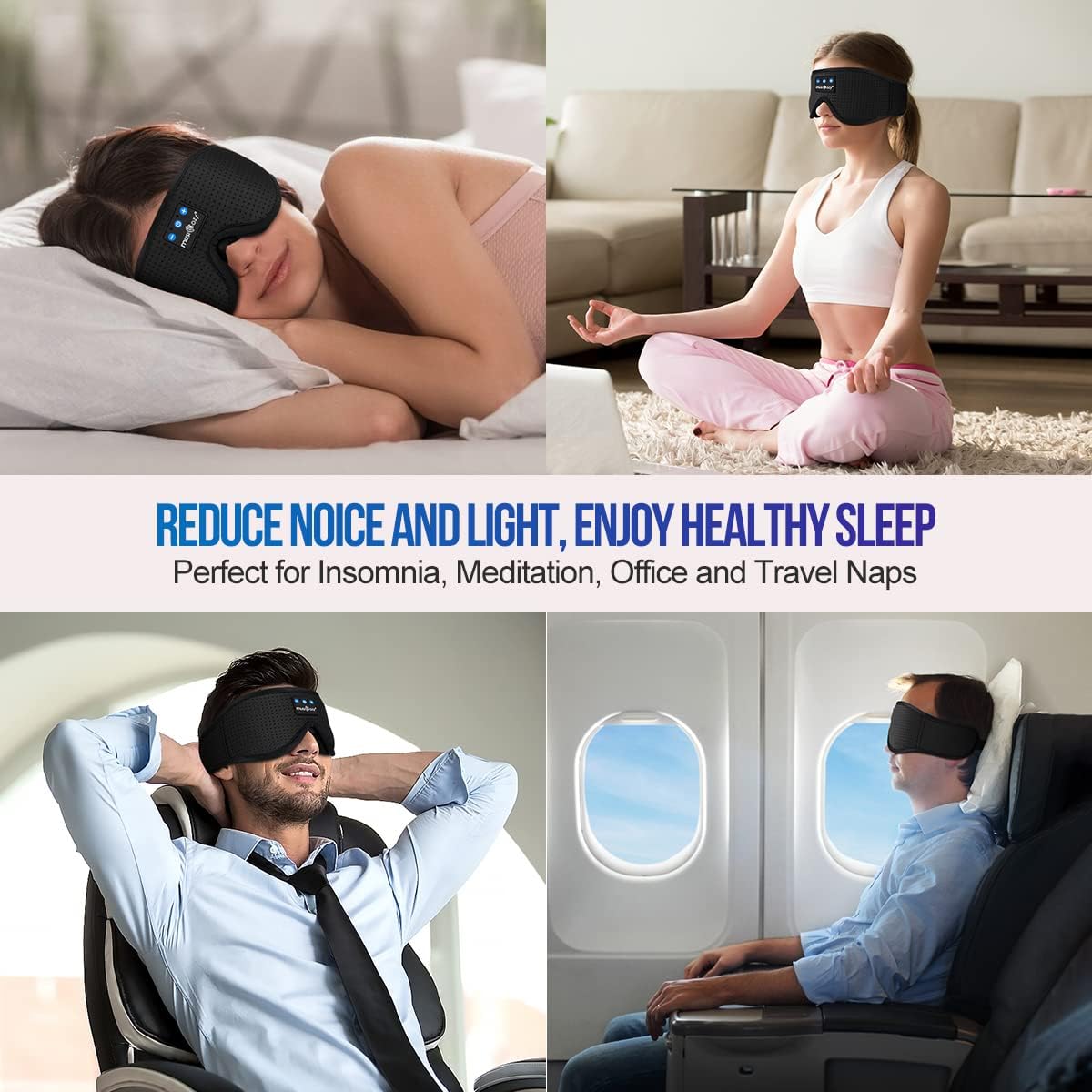 MUSICOZY Sleep Headphones Bluetooth 5.4 Sleep Mask with HD Sound