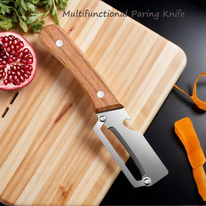 Vegetable Peeler for Kitchen, Stainless Steel Blade with Wooden Handle | 2-in-1 MultiFunctional Fruit Vegetable Peeler, Sharp Wide Blade, Anti-Slip, Bottle Opener, for Potato Apple Pumpkin Prep