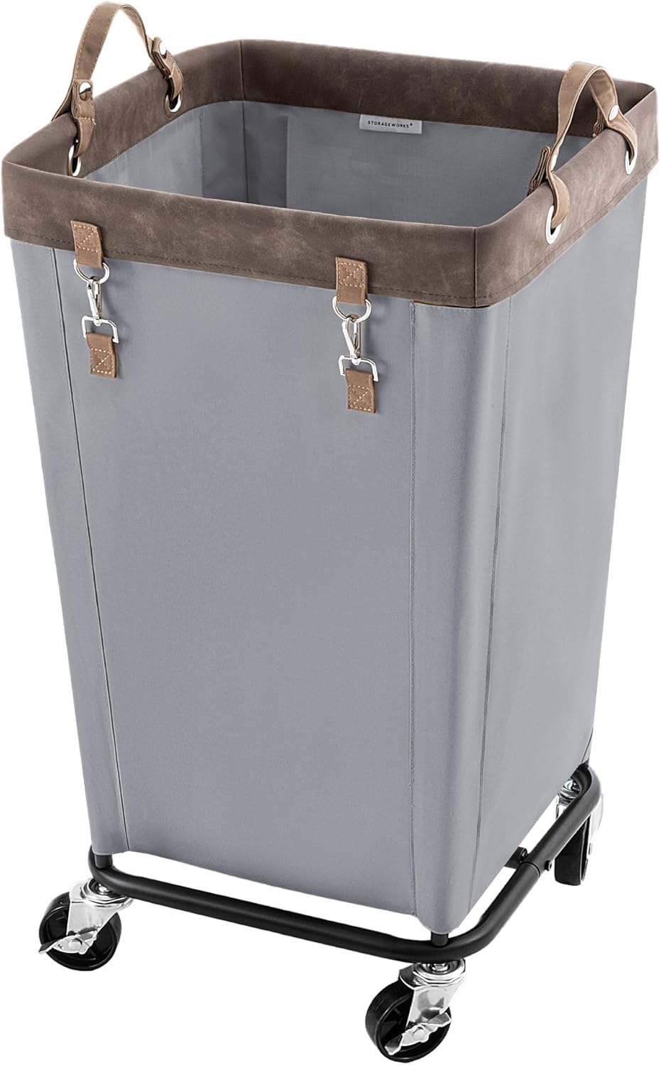 StorageWorks 160L Laundry Basket with Wheels, Rolling Hampers for Clothing | Beige Laundry Basket with Wheels, Metal Frame & Handles, Rolling Hamper for Bedroom, Bathroom, Dorm, Hotel