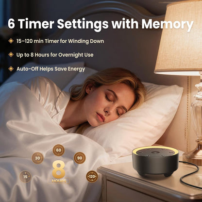 Kipcush White Noise Machine for Sleeping, Baby & Adults, High-Fidelity Non-Looping Sounds, Sleep Sound Machine with Dimmable Night Light, USB Powered, Memory Function, Home, Nursery & Travel