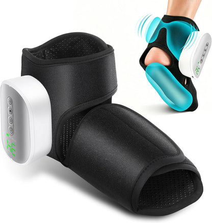 Portable Air Compression Foot Massager with Heat,4 Heat 4 Modes 3 Airbags,Smart Timer,Cordless Ankle Compression Massage for Muscle Relaxation & Fatigue Relief,Gifts for Men Women(Size 5 to 9, 1PC)