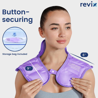 REVIX Neck Ice Pack Wrap – Reusable Hot Cold Gel Pack for Neck and Shoulder, Large Flexible Design with Soft Plush Lining, Cervical Gel Ice Wrap Ideal for Post-Workout Recovery, Fatigue & Relaxation
