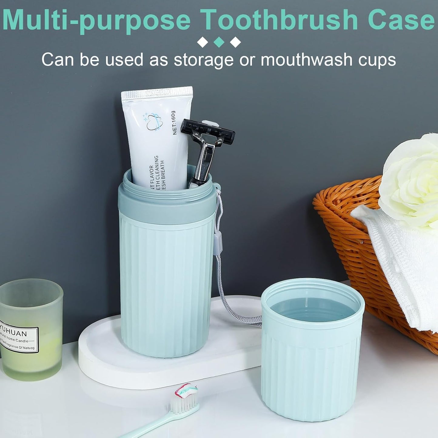Mulbozy 4 Packs Portable Travel Toothbrush Case, Breathable Plastic Toothbrush Holder for Home, Travel, Business, Camping, School