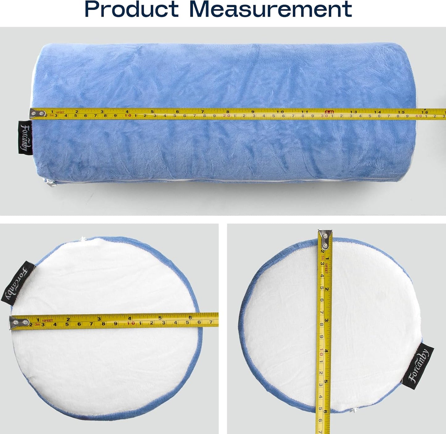 Neck Roll Pillow for Neck Pain Relief - Memory Foam Neck Support Pillow for Bed | Round Neck Pillow for Sleeping, 15.7 * 6 * 6 inch (Cool-Blue)