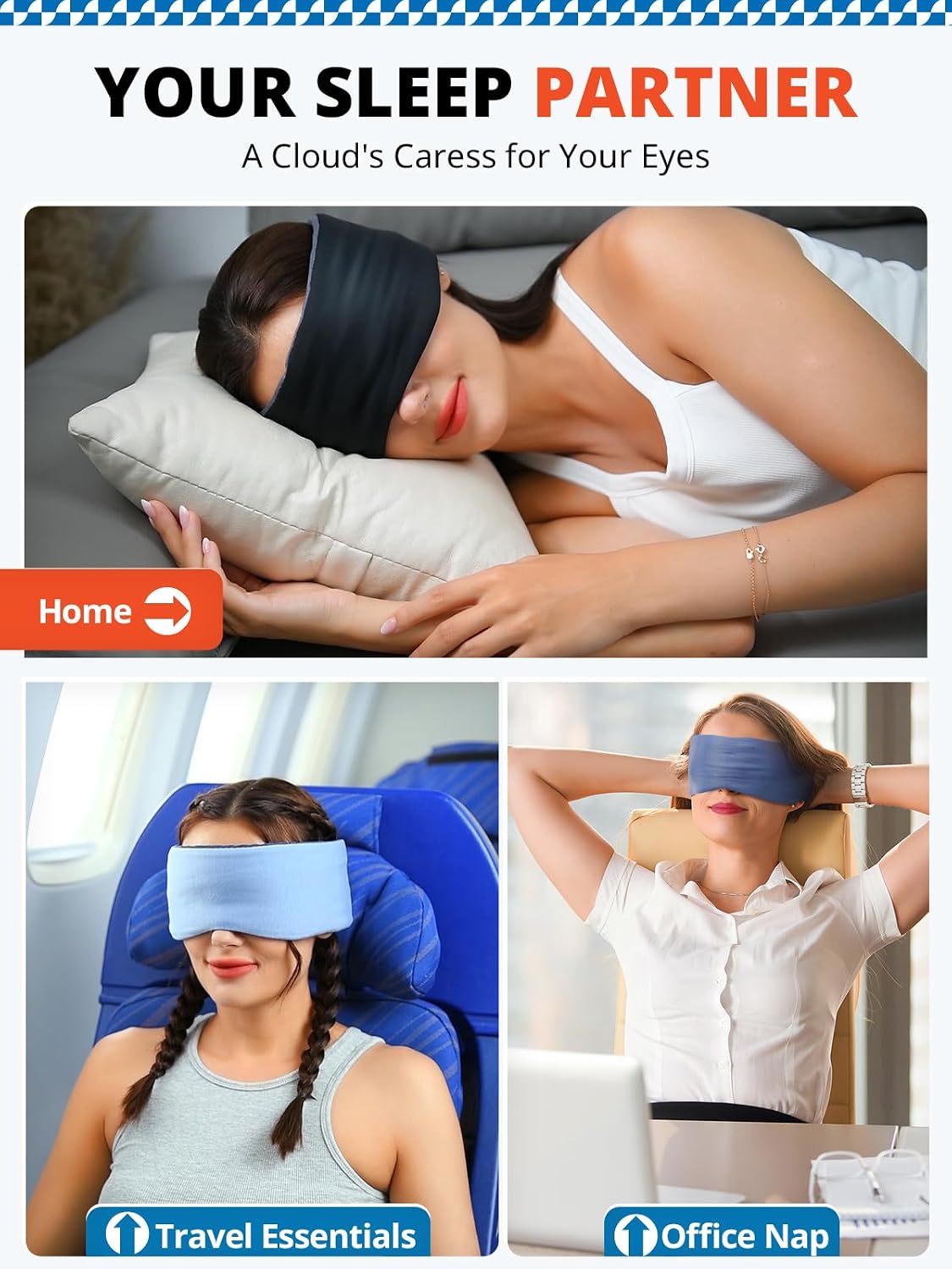 SARISUN Sleep Mask Dual-Side Blackout Eye Masks for Sleeping Men&Women
