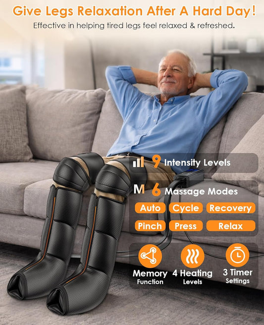 Leg Compression Massager for Circulation and Pain Relief, Fit 5'5"-5'11"