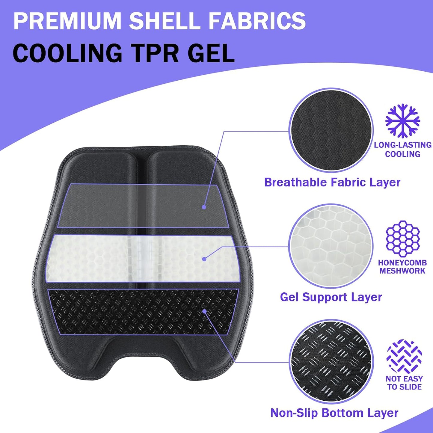 Soft Thin Gel Seat Cushion with 1 Inch Gel - Sciatica Relief | Black Non-Slip Pad for Car Seat Office Chair Wheelchair, Tailbone Pain Relief, Ideal for Long Drives or Sitting