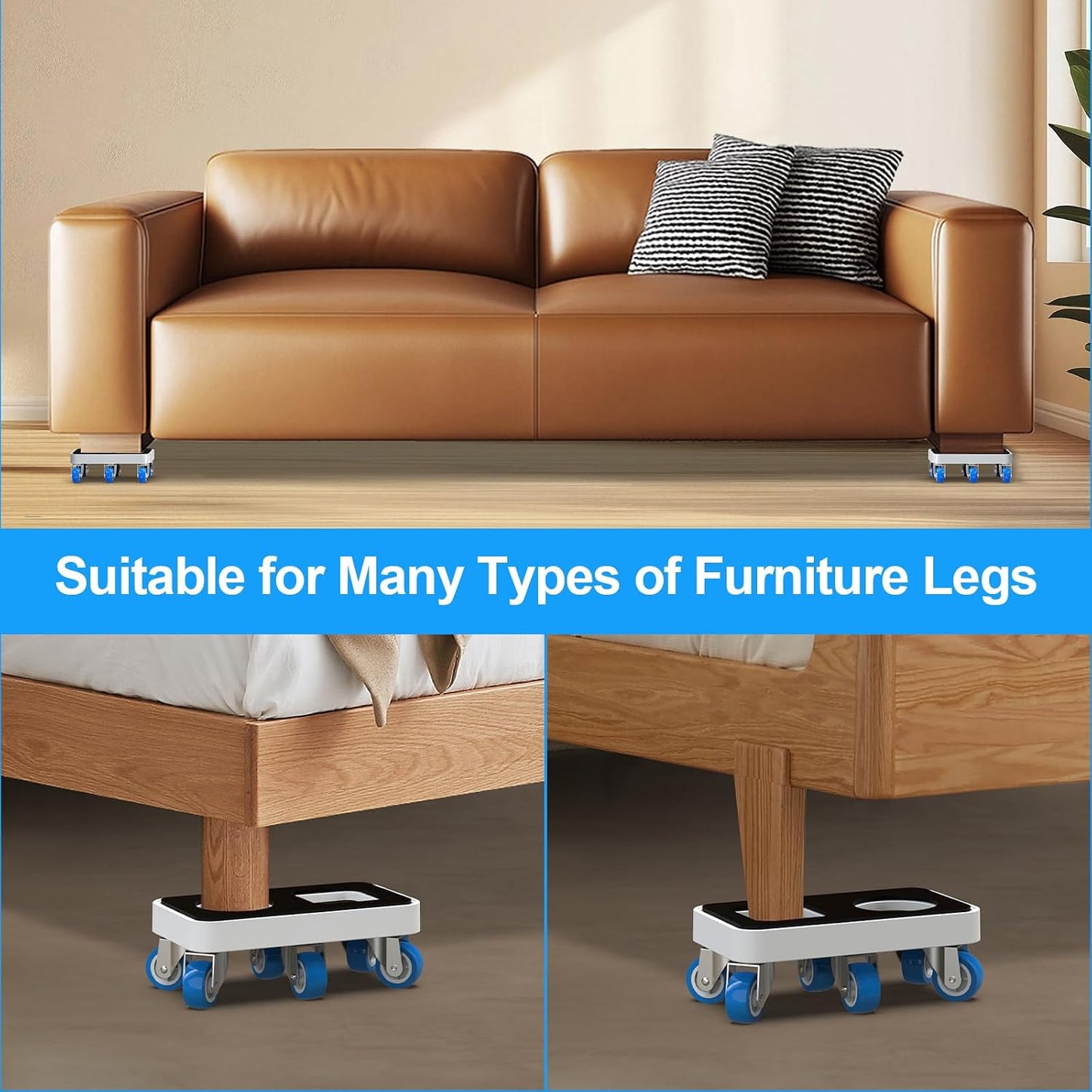 New Upgrade Furniture Sliders: Furniture Movers with Wheels & Groove | Furniture Dolly with 360° Rotatable Wheels - Appliance Roller for Moving Heavy Sofa Bed - Load Capacity Up to 750lb