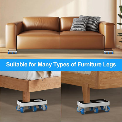 New Upgrade Furniture Sliders: Furniture Movers with Wheels & Groove | Furniture Dolly with 360° Rotatable Wheels - Appliance Roller for Moving Heavy Sofa Bed - Load Capacity Up to 750lb