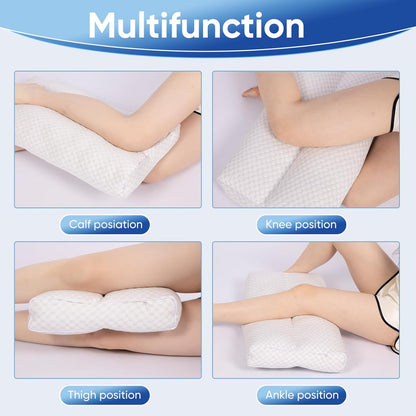 MINUPWELL 6.5" Knee Pillow for Side Sleepers - 100% Shredded Memory Foam Leg Pillow for Side Sleeping - Between Leg & Under Hip Pillow - Relieving Leg, Back, and Knee Pain - High Supportive