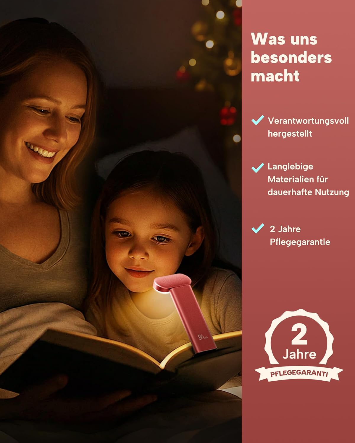 86lux Book Light, Rechargeable Reading Light for Book in Bed | 3 Color Modes & Stepless Dimming, Aluminum Alloy LED Bookmark Light for Book Lovers, Technology Black