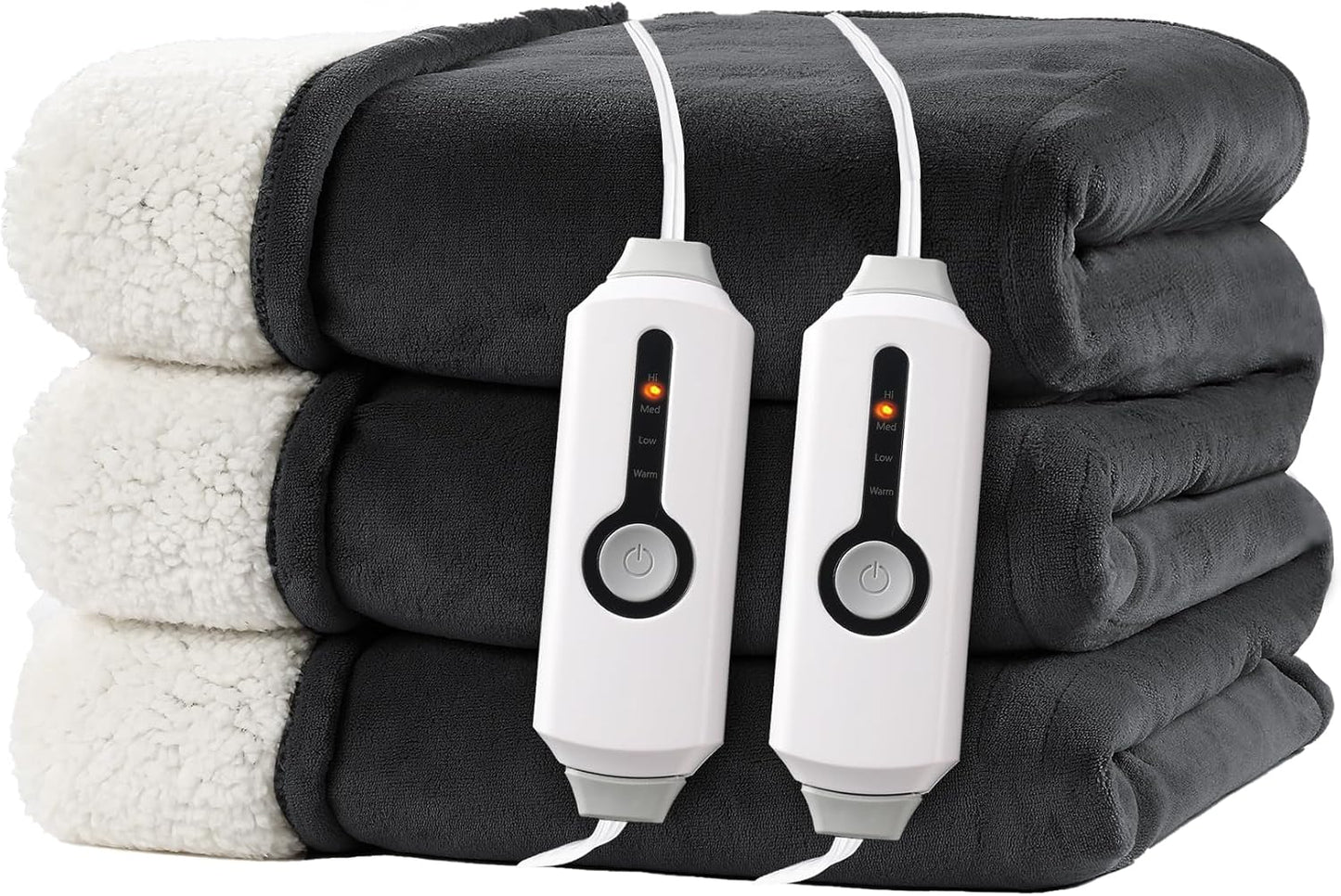 Electric Heated Blanket Full Size 72"x84" – Light Gray | ETL for Safe Overnight, 4 Heat Settings & 10H Auto Off, Dual-Sided Microplush Sherpa for Home Night, Machine washable