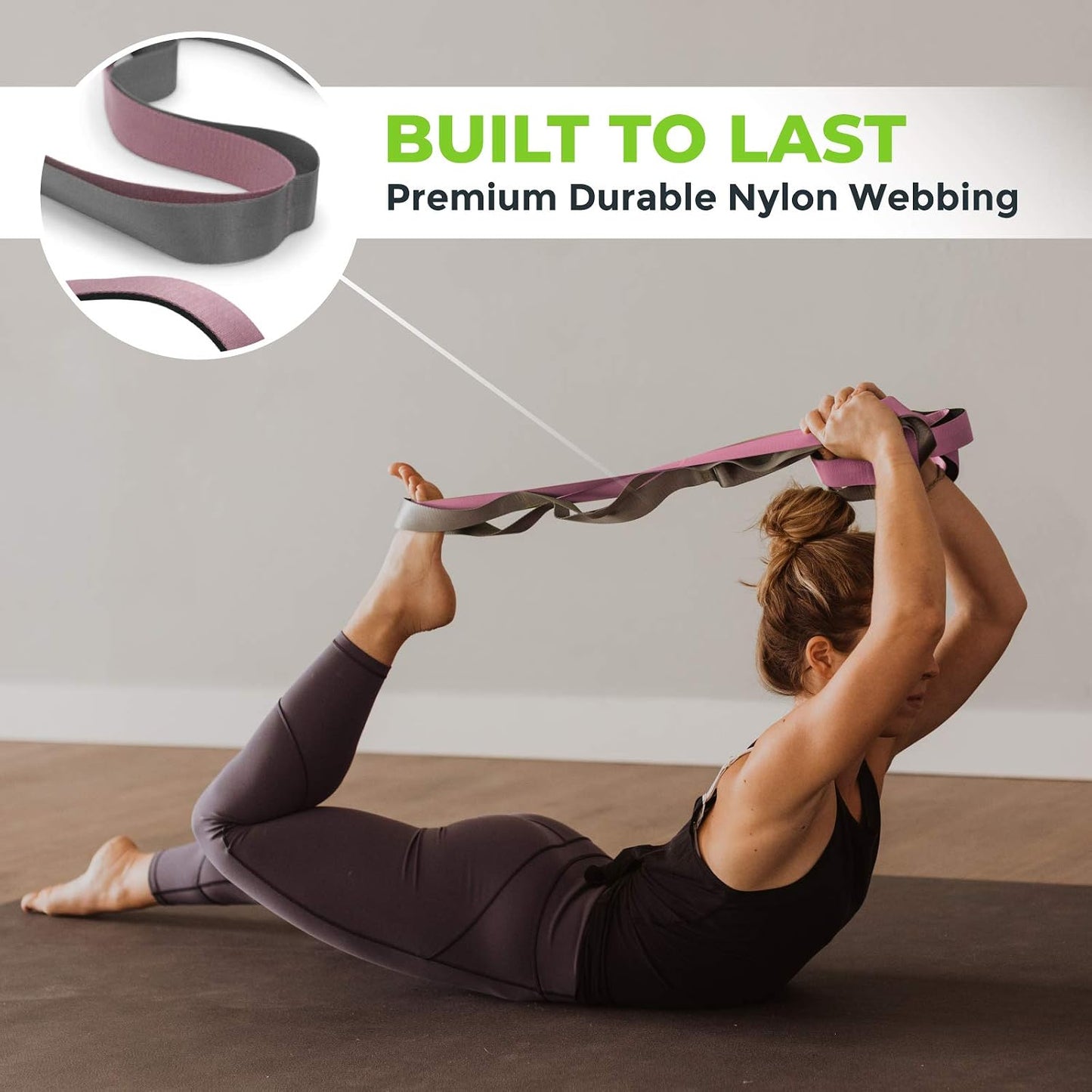 Stretching Strap for Physical Therapy, 12 Multi-Loop Stretch Strap 1.5" W x 8' L, Neoprene Handles, Physical Therapy Equipment, Yoga Straps for Stretching, Leg Stretcher.