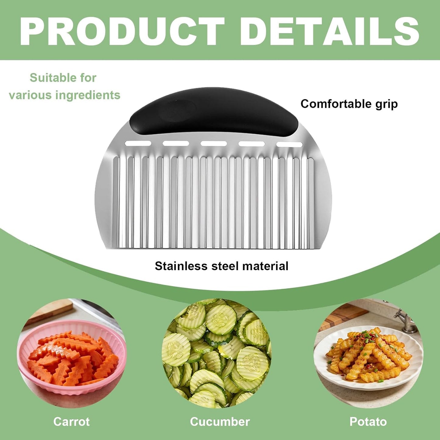 Stainless Steel Onion Holder for Slicing & Crinkle Cutter, for Home Kitchen | Onion Slicer Holder, Crinkle Cutter, French Fry & Vegetable Cutter for Potatoes, Lemon and Tomatoes, Ergonomic Handle