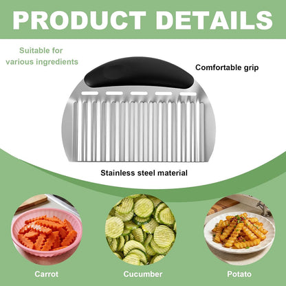 Stainless Steel Onion Holder for Slicing & Crinkle Cutter, for Home Kitchen | Onion Slicer Holder, Crinkle Cutter, French Fry & Vegetable Cutter for Potatoes, Lemon and Tomatoes, Ergonomic Handle