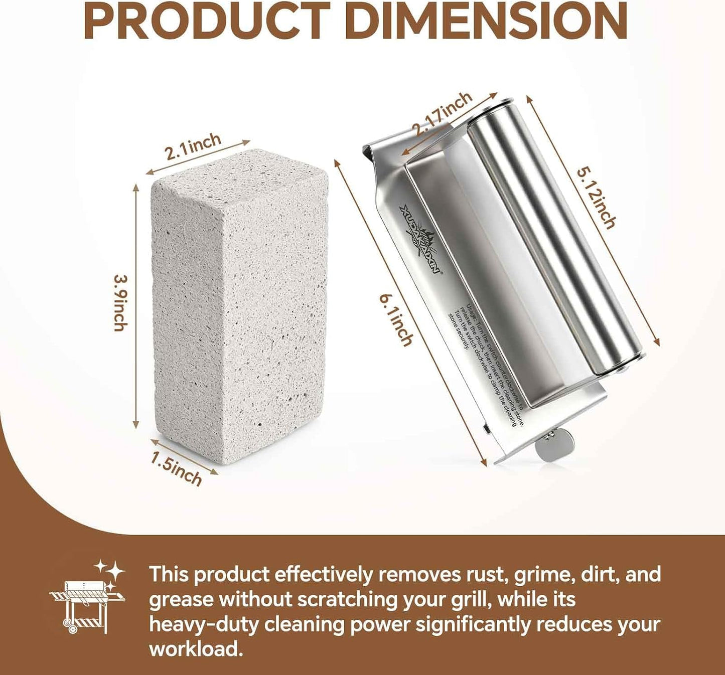 XUDAKAIXIN Grill Cleaning Bricks with Handle, Pumice Griddle Cleaning Stone Removing Stains for Grill,Plattop Griddle,Sink,Cookwares,Floor,Countertop(3-Pack with Handle)