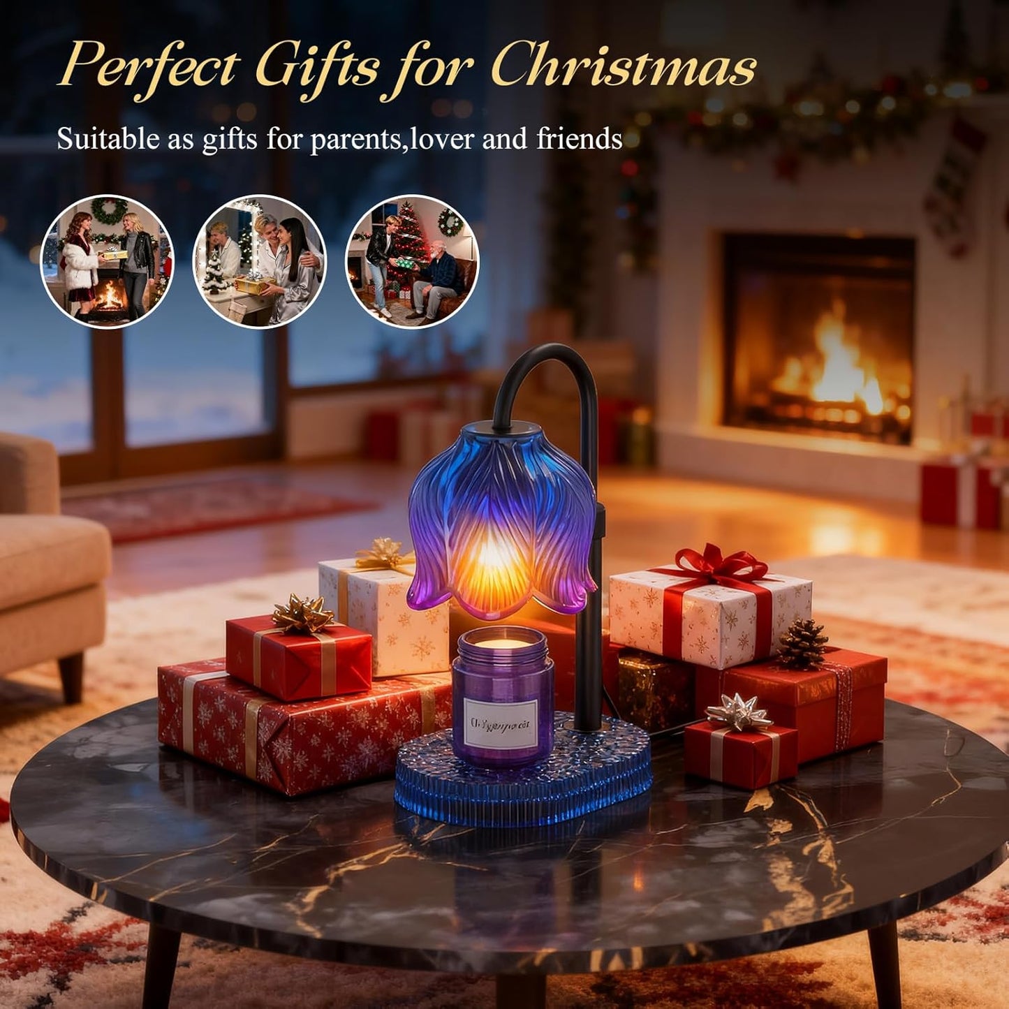 Flower Candle Warmer Lamp, Timer & 4-Level Dimmer, Adjustable Height | Flameless Electric Wax Warmer for Jar Candles, Includes 2 Bulbs, Pink, Home Decor Gift for Mom & Women, Housewarming