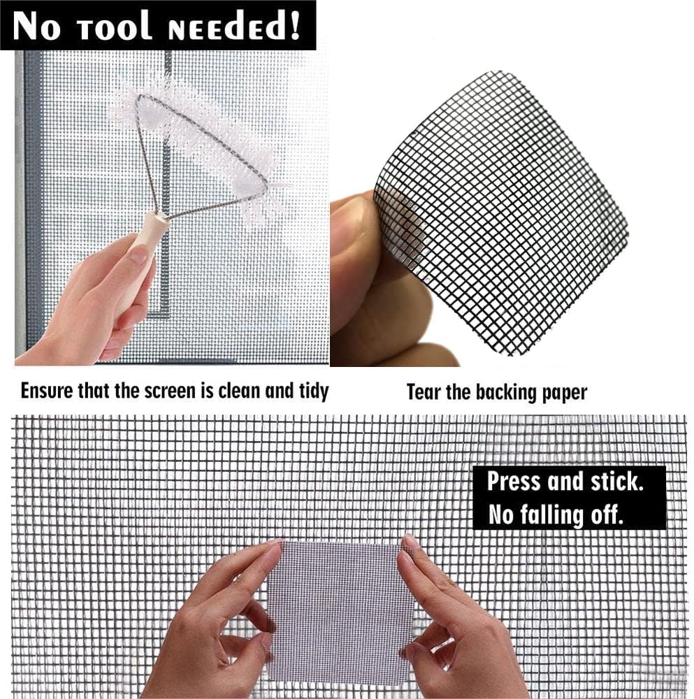 FLYZZZ Window Screen Repair Patches, Screen Door Repair Kit，Window Screen Repair Tapes, Self-Adhesive Screen Kit Suitable for Repairing Holes&Tears (50Pcs)