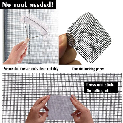 FLYZZZ Window Screen Repair Patches, Screen Door Repair Kit，Window Screen Repair Tapes, Self-Adhesive Screen Kit Suitable for Repairing Holes&Tears (50Pcs)