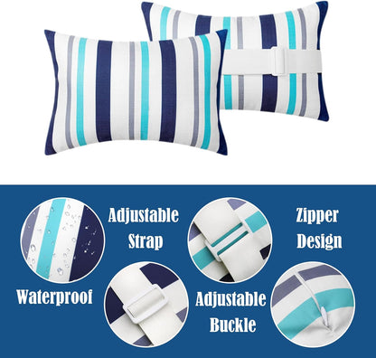 Chaise Lounge Head Pillow Oudoor Patio Pillow with Elastic Strap