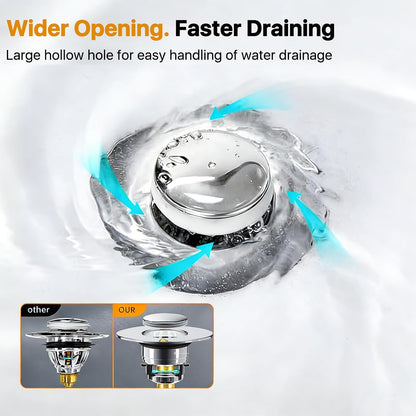 2PCS Bathroom Sink Stopper Hair Catcher, Pop Up Sink Drain Stopper with Strainer & Filter, Universal Drain Plug for Sink Drain & Replacement, Sink Drain Cover with Basket for Bathroom Stopper