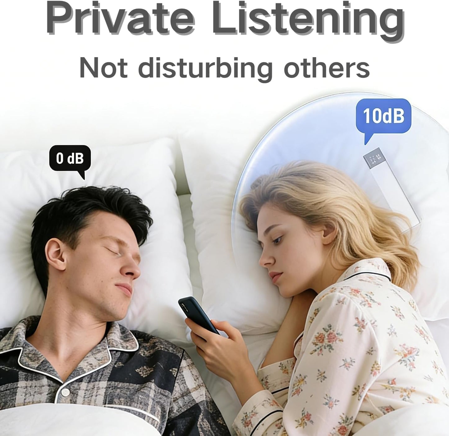 Pillow Speaker for Sleeping - Bone Conduction Under Pillow Speaker (White) | For Side Sleeper, 36 Built-in White Noise, Auto Off Timer, Portable for Home & Travel, Wireless Bluetooth, Supports TF Card