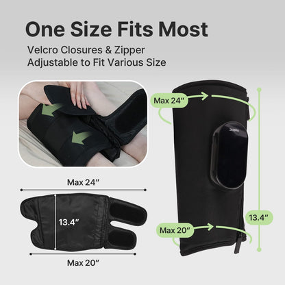 HubiCare Calf and Thigh Massager, Heated Air Compression Leg Massager, Sequential Compression Wrap for Tired Legs, 4 Modes 3 Intensities, Vibtration, Cordless Leg Massager with Extension (Pair)