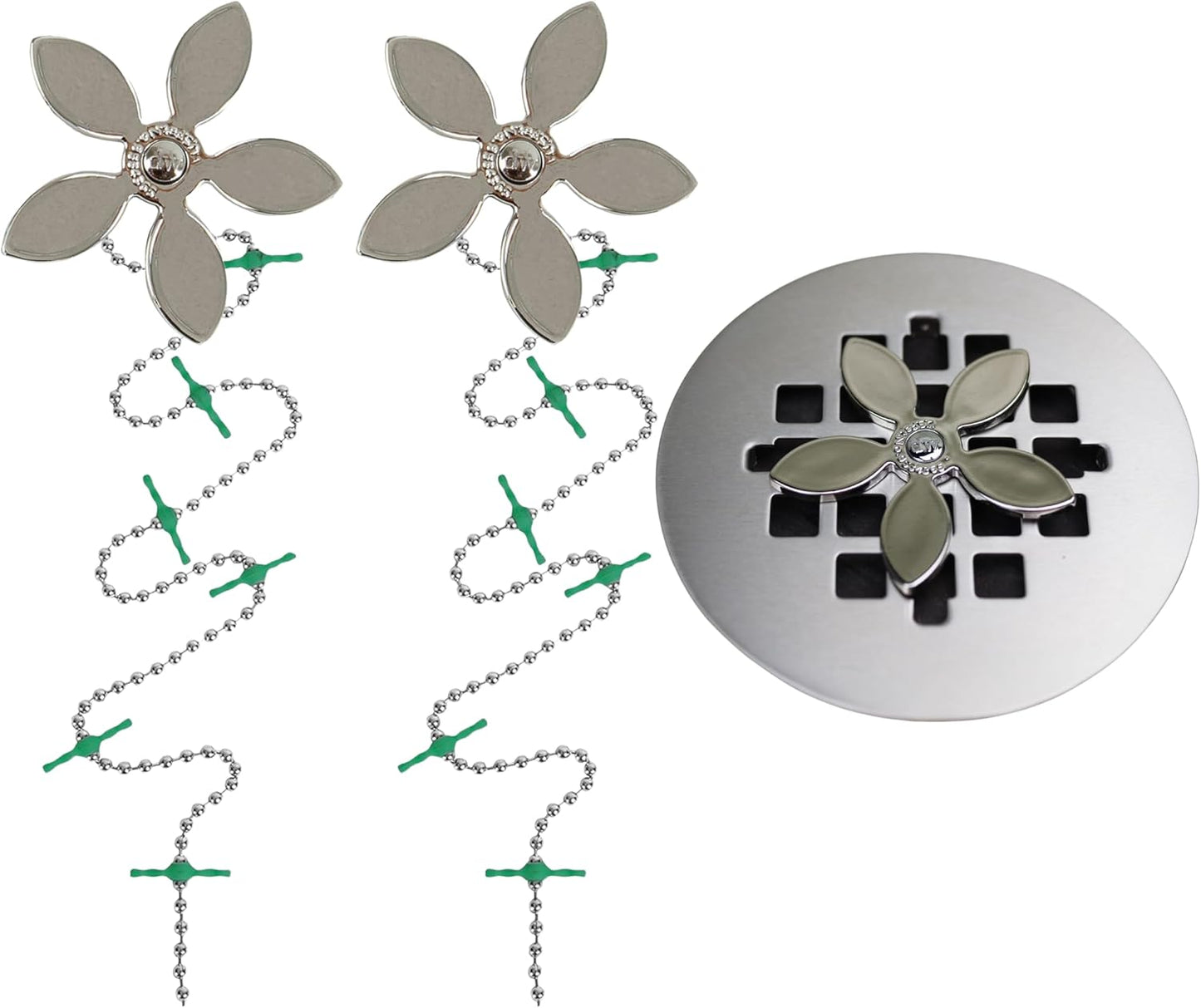 Shower Drain Hair Catcher – Disposable Bathroom Hair Trap, Easy to Install in Shower Drain Cover, Helps Prevent Clogs – As Seen on Shark Tank – Silver Flower (4-Pack)