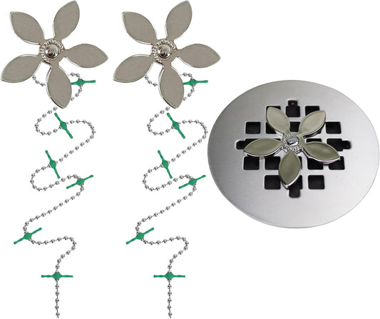 Shower Drain Hair Catcher – Disposable Bathroom Hair Trap, Easy to Install in Shower Drain Cover, Helps Prevent Clogs – As Seen on Shark Tank – Silver Flower (4-Pack)