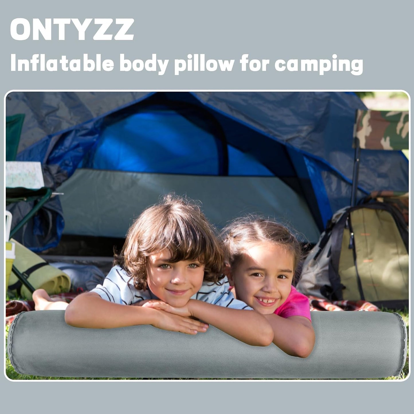 ONTYZZ Inflatable Round Neck Pillow Cervical Roll Pillow, 4.9 * 14.96 inch | Cylinder Bolster Pillow for Head, Neck, Back, Legs and Yoga, Grey