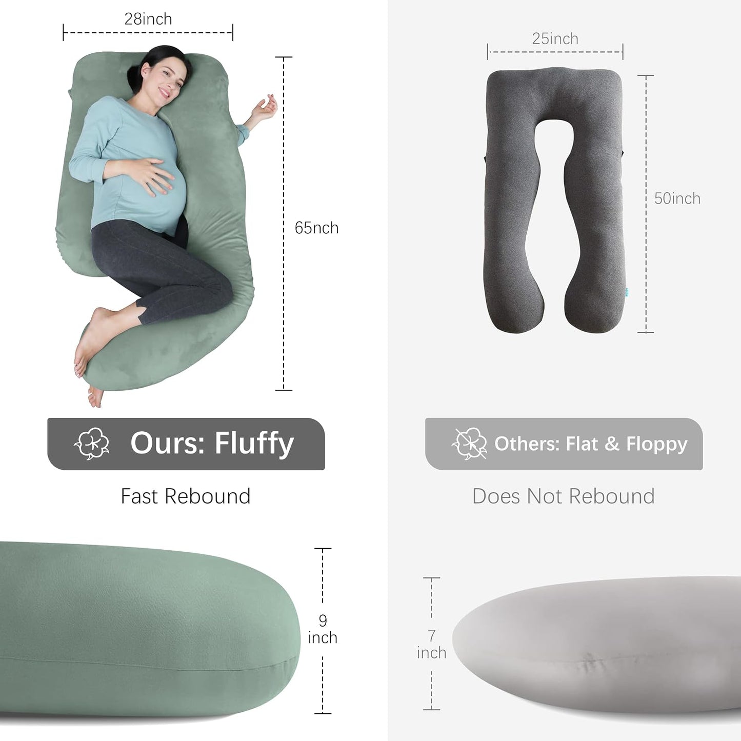 MOON PARK Pregnancy Pillows for Sleeping - 57 Inch U Shaped Full Body Maternity Pillow with Removable Cover - Support for Back, Legs, Belly, Hips - Pregnancy Pillow for Women - Grey