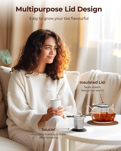 304 Stainless Steel Tea Infuser for Loose Leaf Tea Steeper | Extra Fine Mesh Large Tea Strainers & Filters with Food Grade Silicone, Tea Diffusers for Loose Tea, Cup, Mug, Teapot