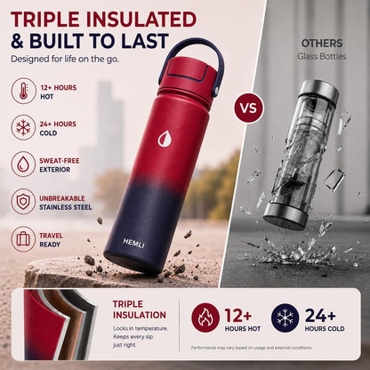 22 oz Ceramic Lined Tea Infuser Travel Tumbler, Micro-Mesh Stainless Steel Infuser, Pure Taste Ceramic Interior, Triple Insulated 12hr Hot Cold, Dual Sip & Straw Lid, Scratch-Resistant