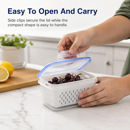 Fruit Containers 3Pcs – 4-in-1 with Removable Colanders & Lids, Fridge Fresh Storage, Dishwasher Safe
