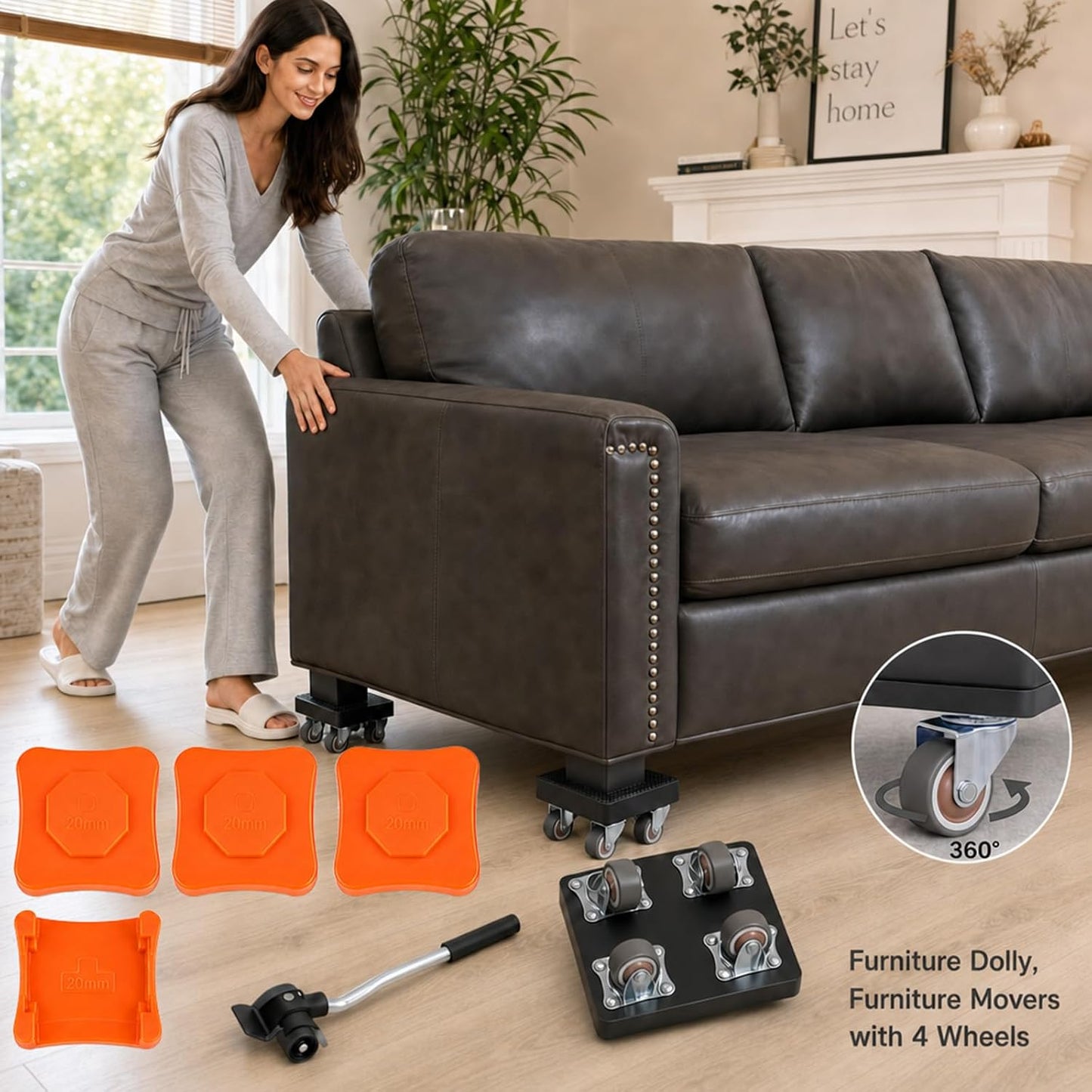 New Upgrade Furniture Sliders Furniture Movers with 4 Wheels, Furniture Lift Mover Tool Set with 360° Rotatable, Furniture Dolly for Moving Heavy Duty Sofa, Bed, Maximum Load 850LBS