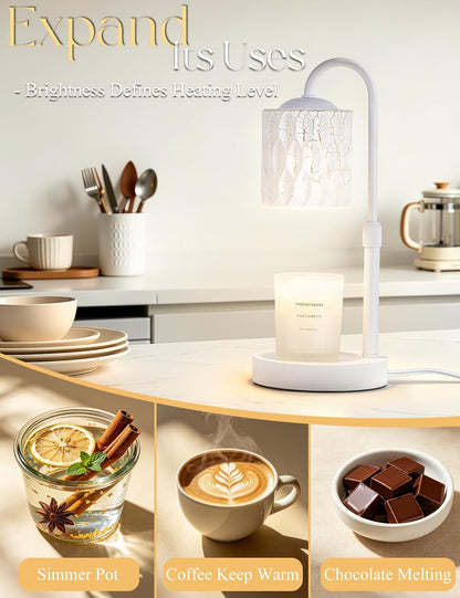Briever Dimmable Candle Warmer Lamp with Timer, Height Adjustable Electric Candle Wax Warmer, Christmas Birthday Gifts for Women Mom, House Warming Gifts New Home Room Decor, Black Solid Wood Base