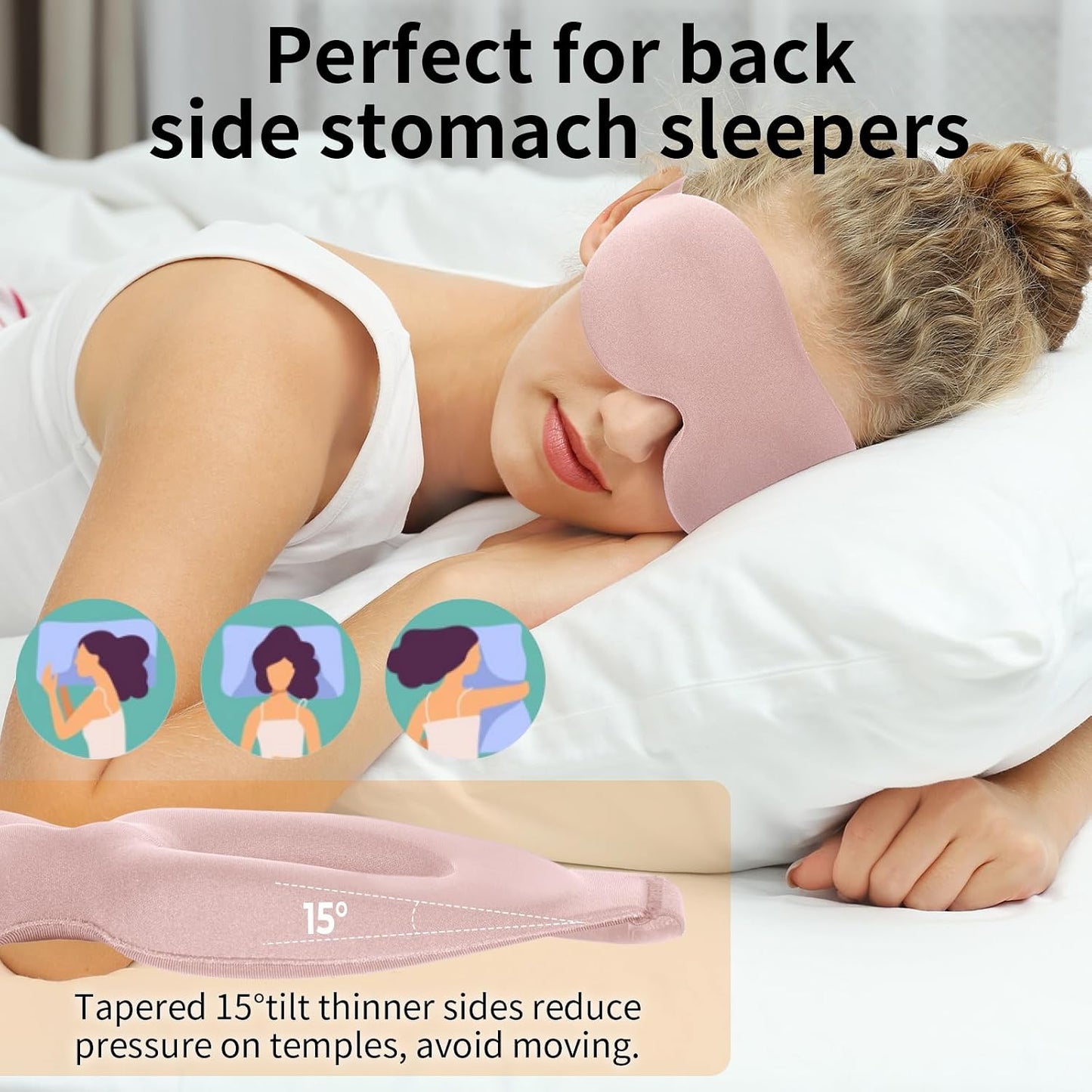 NEWVANGA Sleep Mask for Back and Side Sleeper, Travel Eye Cover, Blue | Block Out Light, 3D Night Blindfold, Zero Pressure Breathable, Lightweight Sleeping Eye Mask, Flight Naps shift Work Yoga