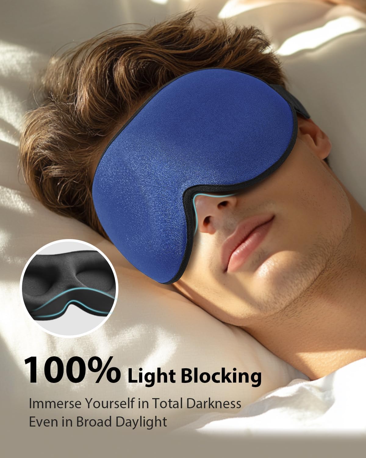 MABAO Weighted Sleep Mask, 100% Blackout Blindfold for Sleeping, Black
