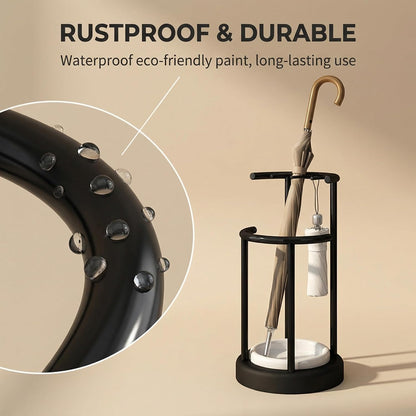 Umbrella Stand with Detachable Drip Tray, Rustproof Entryway Storage Rack | Removable Drip Tray, Rustproof Sturdy Metal, Space-Saving Organizer, Multi-Use for Umbrellas, Easy Install for Home Office
