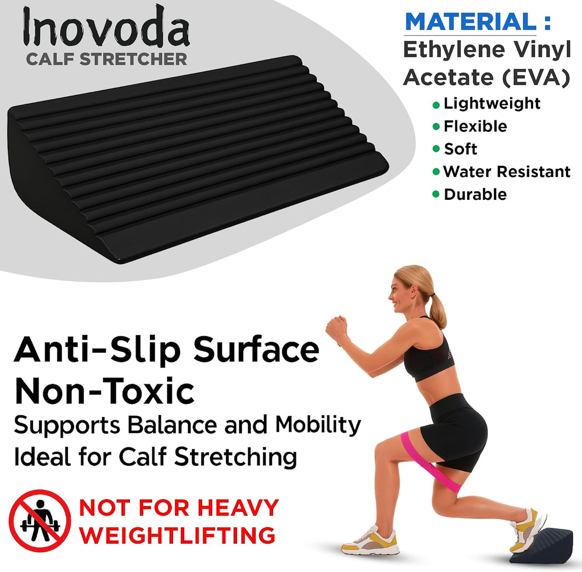 Calf Stretch Board I Slant Board For Calf Stretching & Calf Raise Block for Relief of Plantar Fasciitis, Achilles Tendonitis & Calf Tightness | Calf Stretcher with 5 Resistance Bands & Carry Bag I Ankle Balance Board & Ankle Exerciser Strengthener