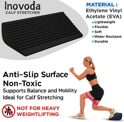 Calf Stretch Board I Slant Board For Calf Stretching & Calf Raise Block for Relief of Plantar Fasciitis, Achilles Tendonitis & Calf Tightness | Calf Stretcher with 5 Resistance Bands & Carry Bag I Ankle Balance Board & Ankle Exerciser Strengthener