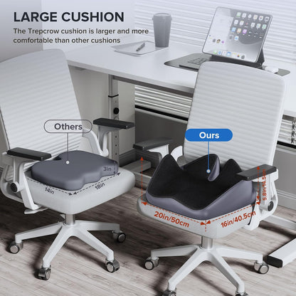 Coccyx Seat Cushion, U-Shaped Memory Foam Office Chair | High-Density Memory Foam Helps Reduce Tailbone Pressure; Washable Mesh Cover, Anti-Slip Base for Office Chair, Car & Travel