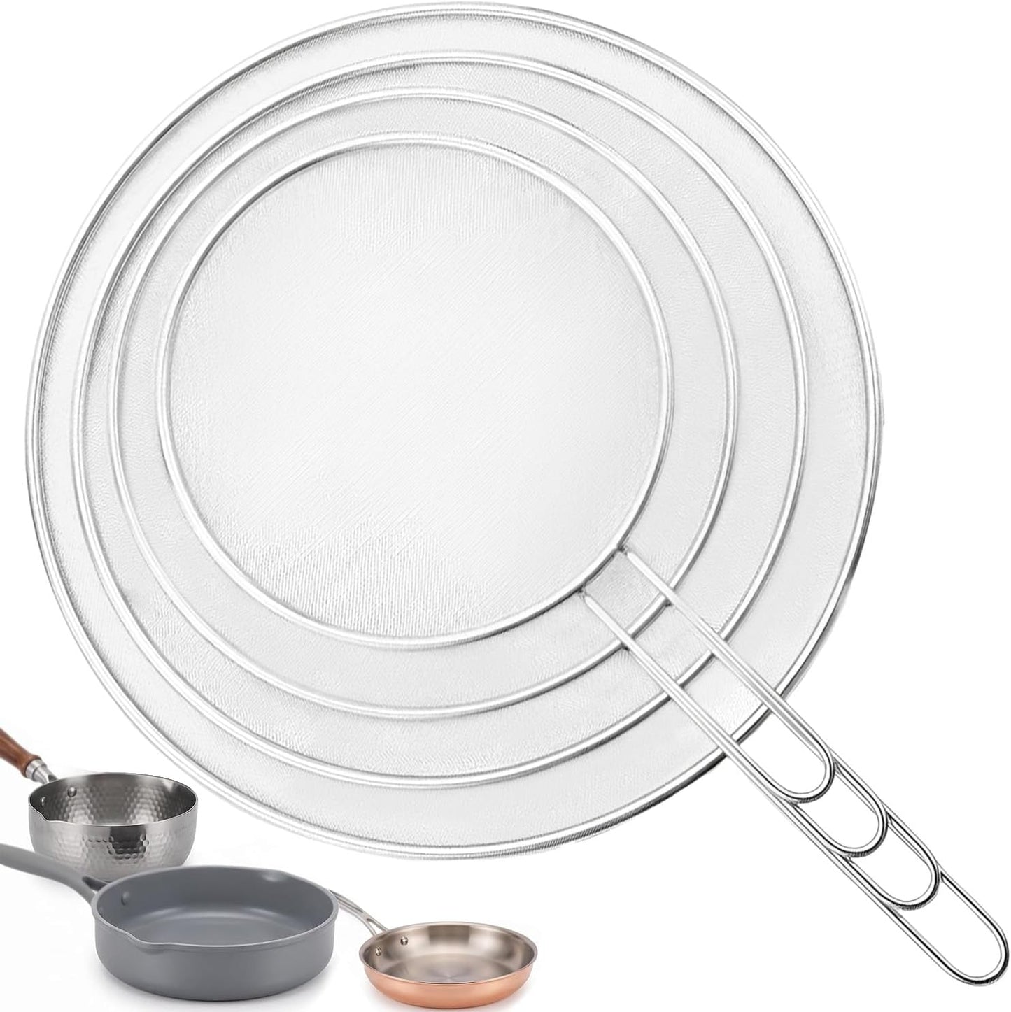 Silicone Splatter Screen for Frying Pan,Grease Splatter Guard,Heat-Resistant Splatter Guards for Cooking,Dishwasher Safe (9.8", 11.4", 13")