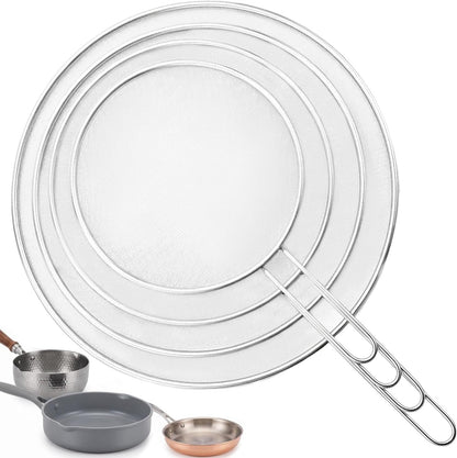 Silicone Splatter Screen for Frying Pan,Grease Splatter Guard,Heat-Resistant Splatter Guards for Cooking,Dishwasher Safe (9.8", 11.4", 13")