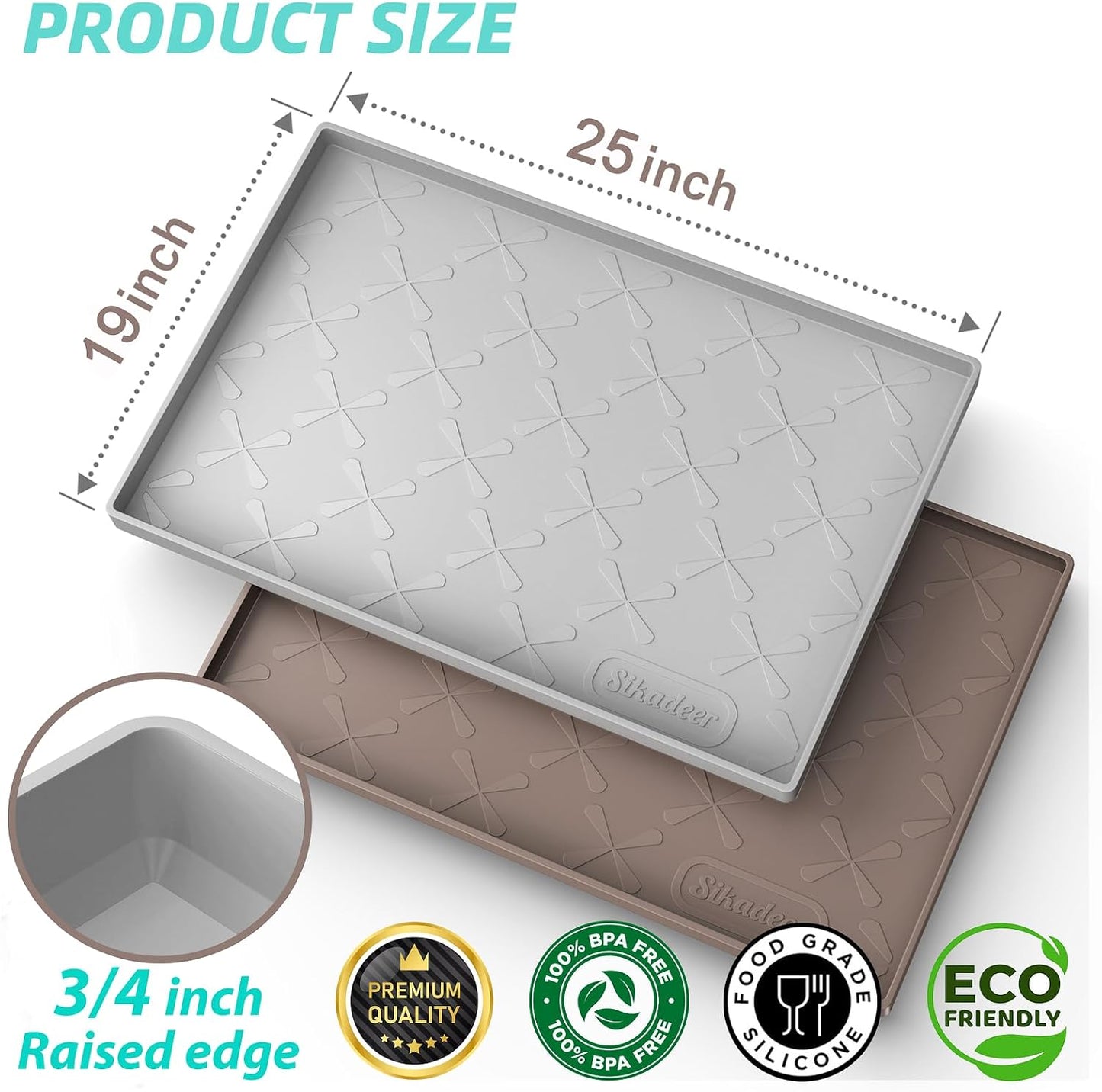 Waterproof Under Sink Mat 34" x 22", Silicone Mat Kitchen liner | BPA-Free Silicone Tray with Raised Lip Protect Cabinets from Leaks, Versatile Home Organizer for Bathroom, Pets, Boots, Floor