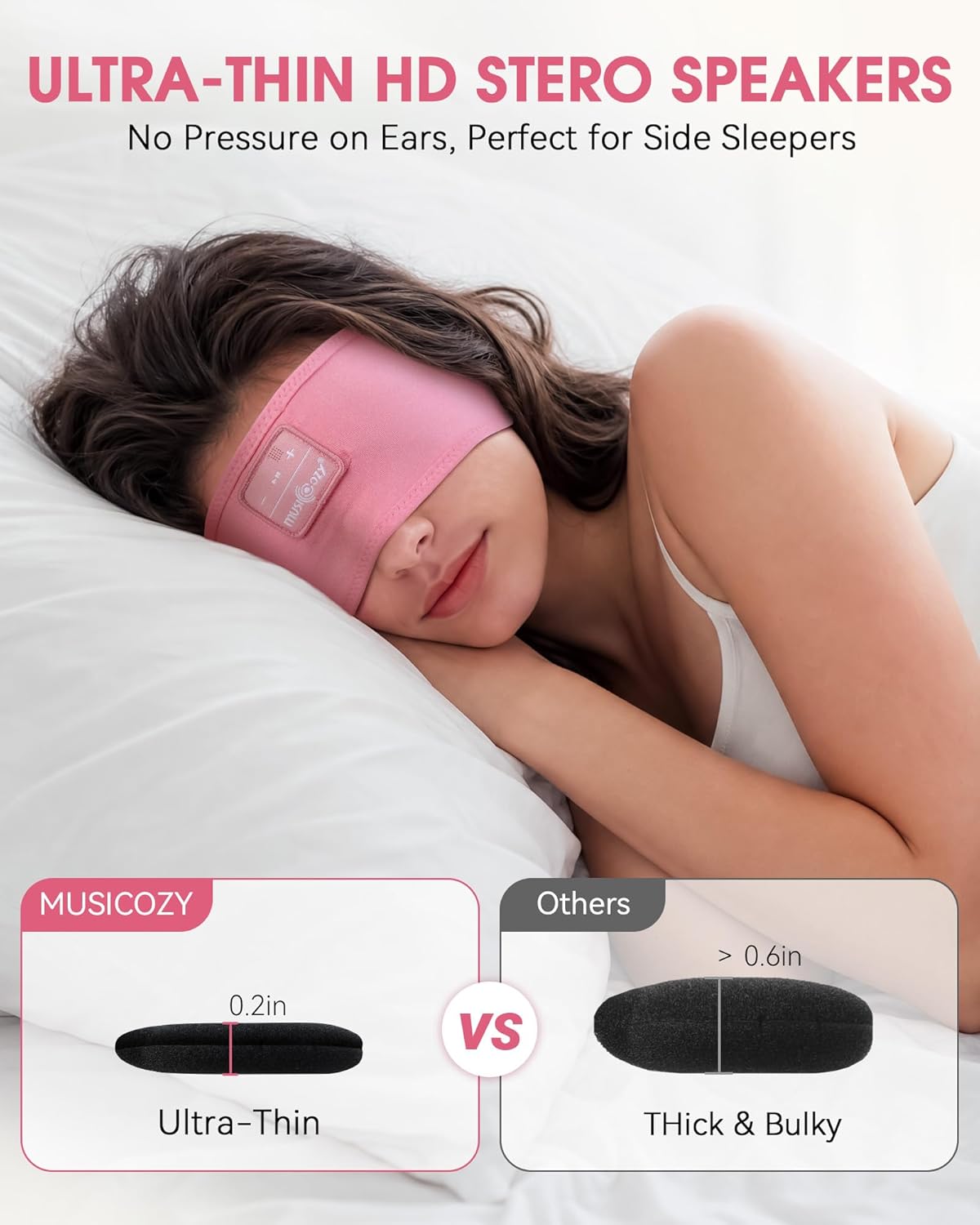 MUSICOZY Sleep Headphones Bluetooth Headband Headphones for Side Sleepers | Sleeping Headbands Wireless Sports Earphones Sweat Resistant Earbuds for Workout Running Cool Gadgets Unique Gifts for Women