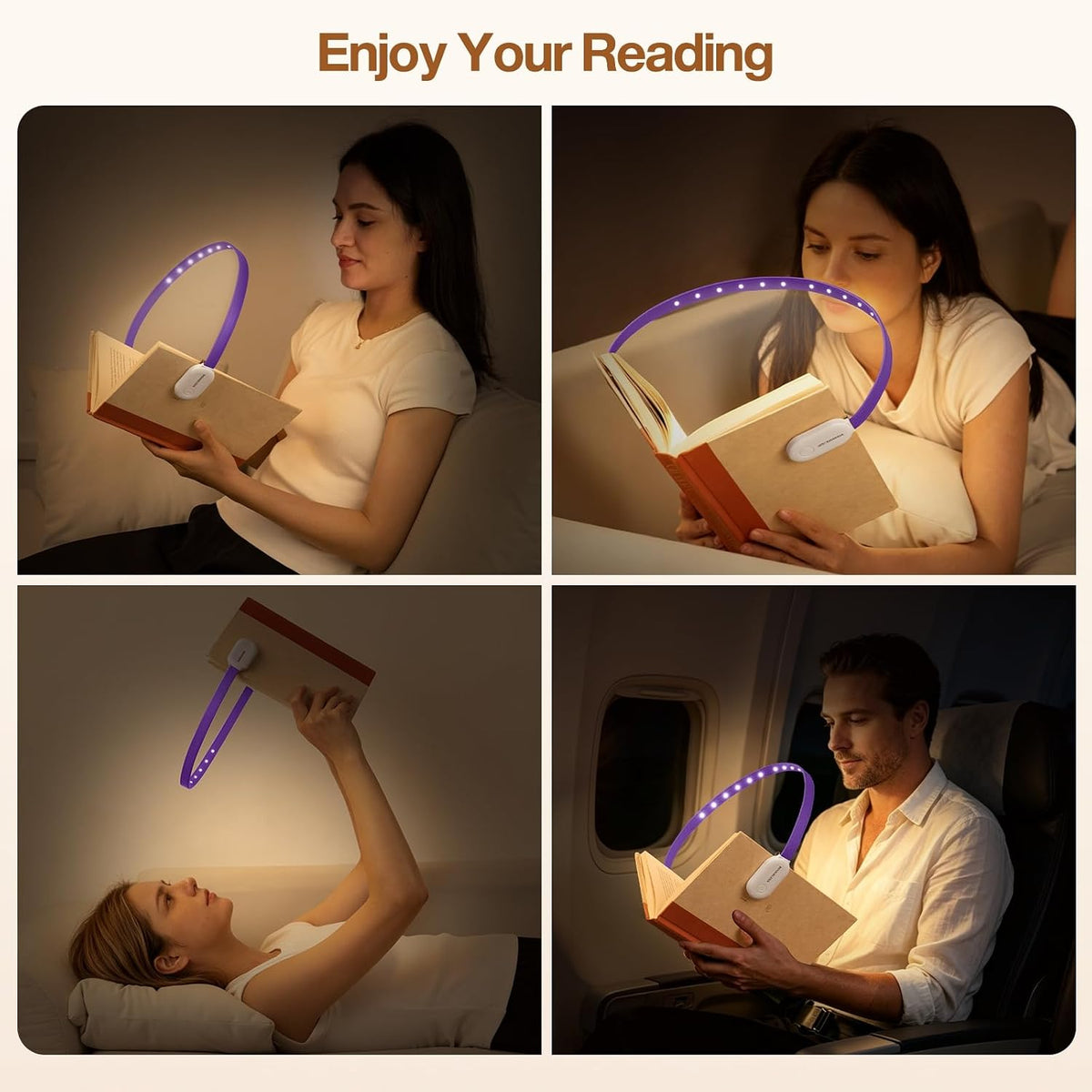 ROOKIELEDS Full-Page Reading Light, 70-Hour Rechargeable Clip-on Book Light