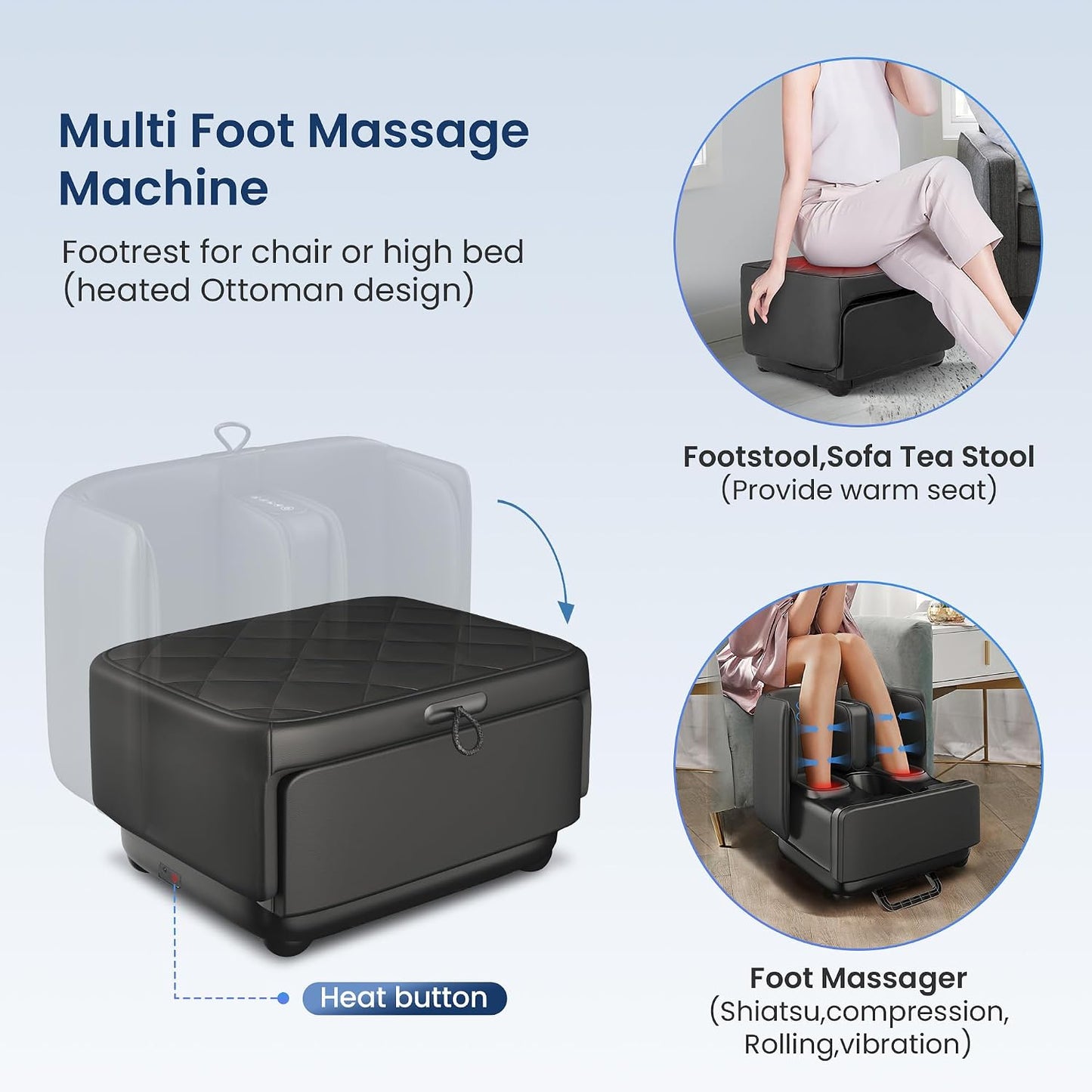 COMFIER 2 in 1 FSA Foot Massager Machine, HSA Shiatsu Foot and Calf Massager with Heat,Kneading,Vibration,Compression Massagers for Feet Health,Ankle & Leg Tired, Plantar Fasclitis,Gift for Men Women