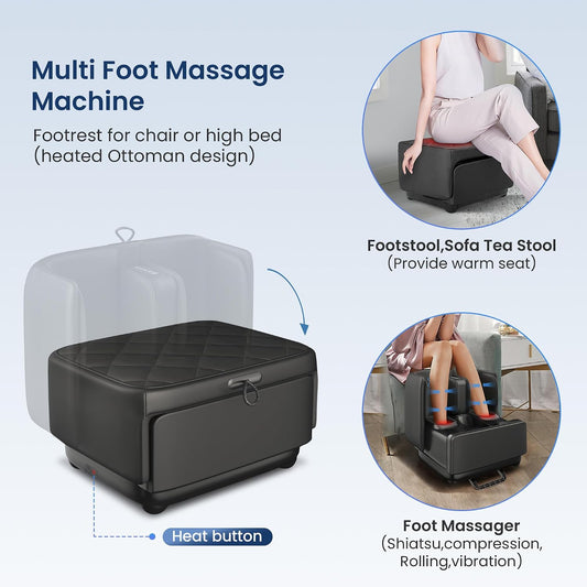 COMFIER Shiatsu Foot & Calf Massager with Heat,2 in 1 Ottoman,FSA Eligible